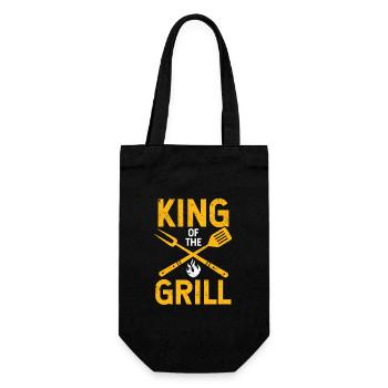 König des Grills Spaß Grillen Meisterkoch Koch - Geschenkbeutel für Flaschen - Schwarz - Vorne