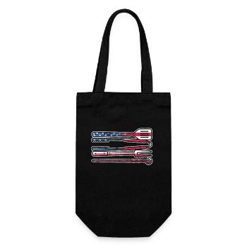Amerikanische Flagge Grillen USA Patriotisch BBQ - Geschenkbeutel für Flaschen - Schwarz - Vorne