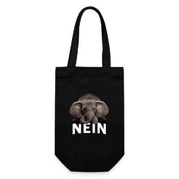 Statement Elephant, Nö Fun, Einfach Nö, Nein - Geschenkbeutel für Flaschen - Schwarz - Vorne