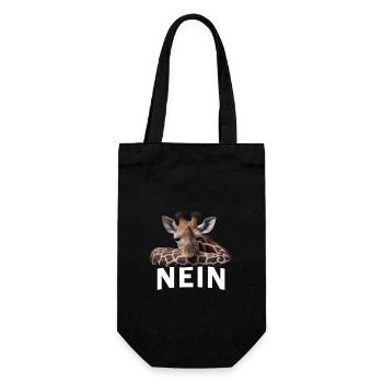 Statement Giraffe, Nö Fun, Einfach Nö, Nein - Geschenkbeutel für Flaschen - Schwarz - Vorne
