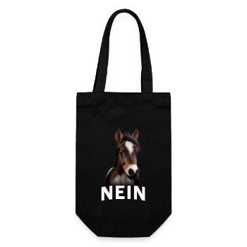 Statement Pferd, Nö Fun, Einfach Nö, Nein - Geschenkbeutel für Flaschen - Schwarz - Vorne