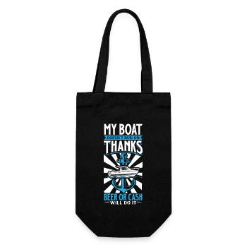 Boating Dad Boat Captain Pontoon Sailor Cruising - Geschenkbeutel für Flaschen - Schwarz - Vorne