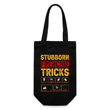 Stubborn Frenchie Tricks Französische Bulldogge - Geschenkbeutel für Flaschen - Schwarz - Vorne