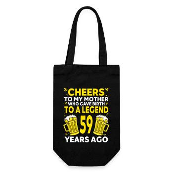 Männer Bier Geburtstag Lustig 59 Jahre Bier Liebhaber - Geschenkbeutel für Flaschen - Schwarz - Vorne
