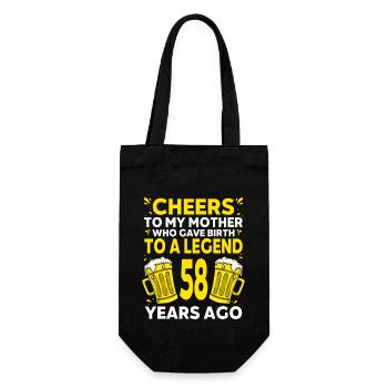 Männer Bier Geburtstag Lustig 58 Jahre Bier Liebhaber - Geschenkbeutel für Flaschen - Schwarz - Vorne