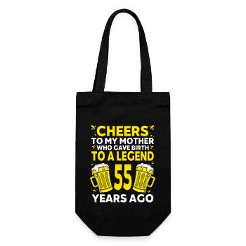 Männer Bier Geburtstag Lustig 55 Jahre Bier Liebhaber - Geschenkbeutel für Flaschen - Schwarz - Vorne