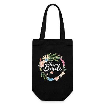 Team Braut I Junggesellinnenabschied Party - Geschenkbeutel für Flaschen - Schwarz - Vorne
