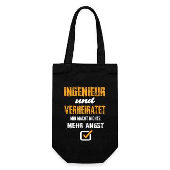 Ingenieur und Verheiratet - Geschenkbeutel für Flaschen - Schwarz - Vorne