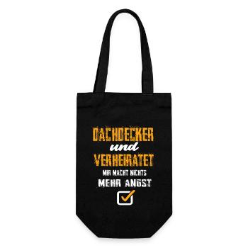 Dachdecker und Verheiratet - Geschenkbeutel für Flaschen - Schwarz - Vorne
