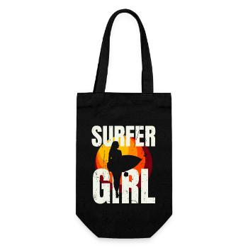 Surfer Girl Cool Surfing Vintage Surf Summer - Gift Bag for Bottles - black - Front