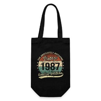 Awesome Since Vintage 1987 Retro Birthday Design - Gift Bag for Bottles - black - Front