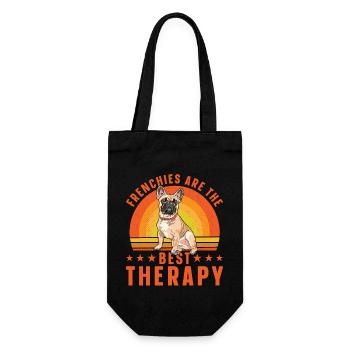 Frenchies are the best Therapy - Gift Bag for Bottles - black - Front