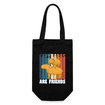 Capybaras are friends retro - Gift Bag for Bottles - black - Front
