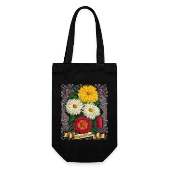 Illustration botanique de fleur de chrysanthème vintage - Sac à bouteille - noir - Devant