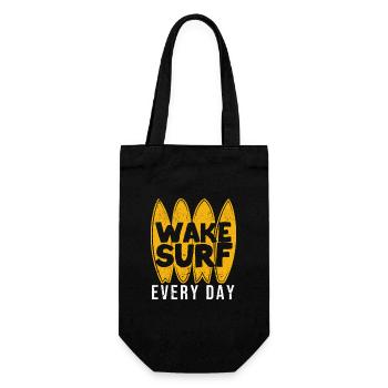 Wake Surf Every Day Ski Boat Owner Drive Water - Gift Bag for Bottles - black - Front