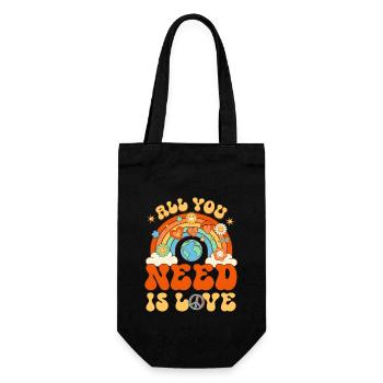 Groovy All You Need Is Love Rainbow - Geschenkbeutel für Flaschen - Schwarz - Vorne
