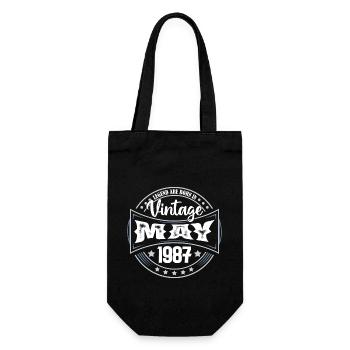 Mai 1987. Geburtstagsgeschenk Mai 1987. Mai - Geschenkbeutel für Flaschen - Schwarz - Vorne