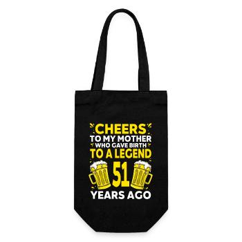 Männer Bier Geburtstag Lustig 51 Jahre Bier Liebhaber - Geschenkbeutel für Flaschen - Schwarz - Vorne