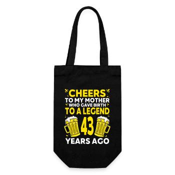 Männer Bier Geburtstag Lustig 43 Jahre Bier Liebhaber - Geschenkbeutel für Flaschen - Schwarz - Vorne