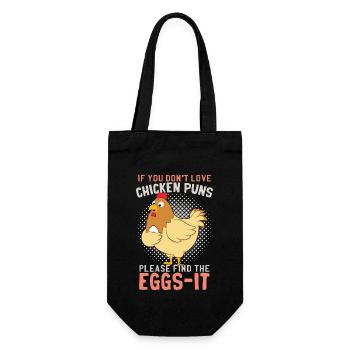 Chicken Puns Funny Farmer Poultry Hen Chicks Eggs - Gift Bag for Bottles - black - Front
