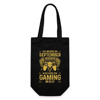 Gaming Geburtstag September Zocken Zocker Gamer - Geschenkbeutel für Flaschen - Schwarz - Vorne