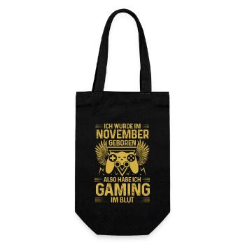 Gaming Geburtstag November Zocken Zocker Gamer - Geschenkbeutel für Flaschen - Schwarz - Vorne
