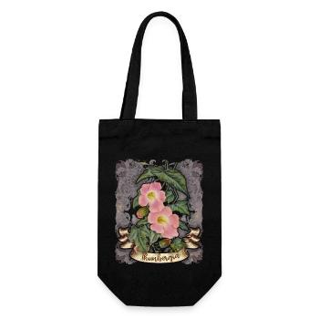 Vintage Thunbergia Blume botanische Illustration - Geschenkbeutel für Flaschen - Schwarz - Vorne