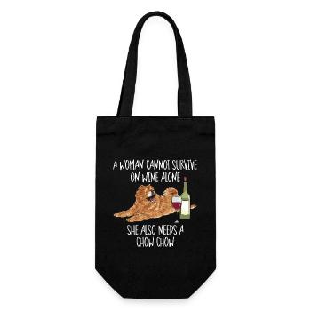 Chow Chow Hund - Geschenkbeutel für Flaschen - Schwarz - Vorne