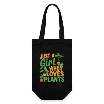 Just A Girl Who Loves Plants Funny Plant Lovers - Geschenkbeutel für Flaschen - Schwarz - Vorne