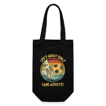 Im Leben geht es um Tore und Assists im Fußball - Geschenkbeutel für Flaschen - Schwarz - Vorne