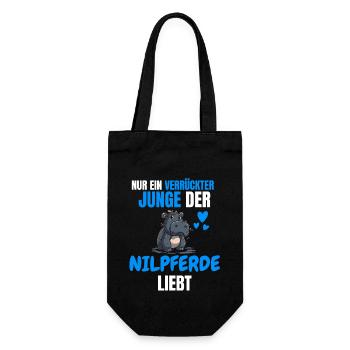 Afrika Safari Tier Hippo Jungen Geschenk Nilpferd - Geschenkbeutel für Flaschen - Schwarz - Vorne
