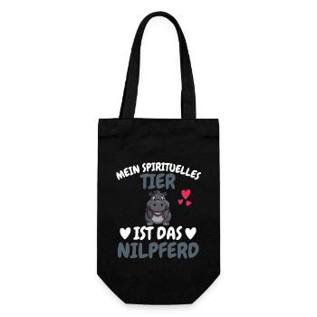 Hippo Afrika Tier Lustiges Geschenk Nilpferd - Geschenkbeutel für Flaschen - Schwarz - Vorne