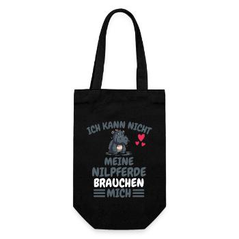 Afrika Tier Lustiges Nilpferd Geschenk Hippo - Geschenkbeutel für Flaschen - Schwarz - Vorne