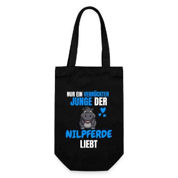 Afrika Tier Jungs Hippo Geschenk Zoo Nilpferd - Geschenkbeutel für Flaschen - Schwarz - Vorne
