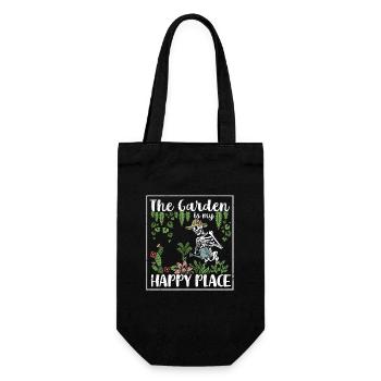 Der Garten ist mein glücklicher Ort Lustige Garten - Geschenkbeutel für Flaschen - Schwarz - Vorne