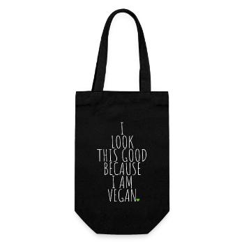 Veganer I Look This Good Because I Am Vegan Veggie - Geschenkbeutel für Flaschen - Schwarz - Vorne