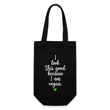 Veganer I Look This Good Because I Am Vegan Veggie - Geschenkbeutel für Flaschen - Schwarz - Vorne