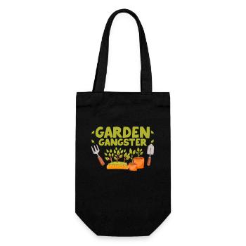 Garten Gangster Lustig Gartenarbeit Landwirt - Geschenkbeutel für Flaschen - Schwarz - Vorne