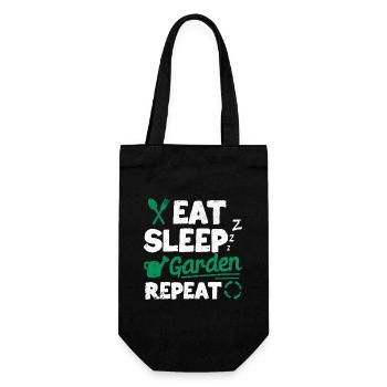 Eat Sleep Garden Repeat Lustige Gartenarbeit - Geschenkbeutel für Flaschen - Schwarz - Vorne