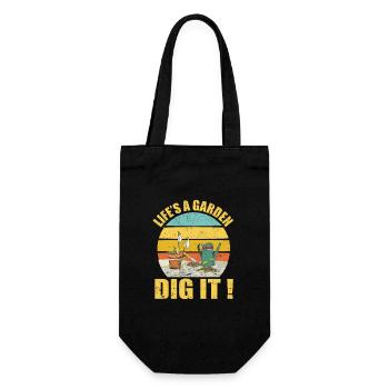 Life's a Garden Dig It Funny Farmer Gardening - Gift Bag for Bottles - black - Front