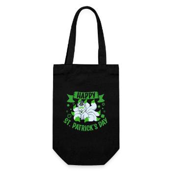 St Patricks Kitsune - Happy St Patricks Day - Geschenkbeutel für Flaschen - Schwarz - Vorne