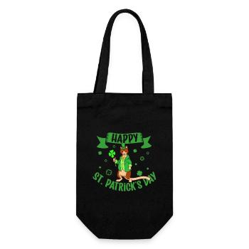 St Patricks Baumkänguru - Happy St Patricks Day - Geschenkbeutel für Flaschen - Schwarz - Vorne