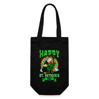 St Patricks Einhorn - Happy St Patricks Day - Geschenkbeutel für Flaschen - Schwarz - Vorne