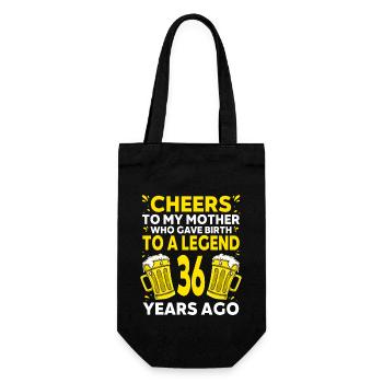 Männer Bier Geburtstag Lustig 36 Jahre Bier Liebhaber - Geschenkbeutel für Flaschen - Schwarz - Vorne