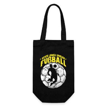 Echte Jungs Spielen Fußball Fußballspieler - Geschenkbeutel für Flaschen - Schwarz - Vorne