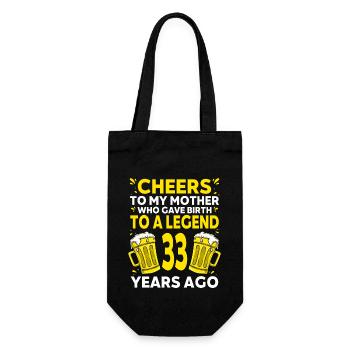 Männer Bier Geburtstag Lustig 33 Jahre Bier Liebhaber - Geschenkbeutel für Flaschen - Schwarz - Vorne