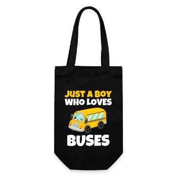 Just A Boy Who Loves Buses Birthday Yellow School - Gift Bag for Bottles - black - Front