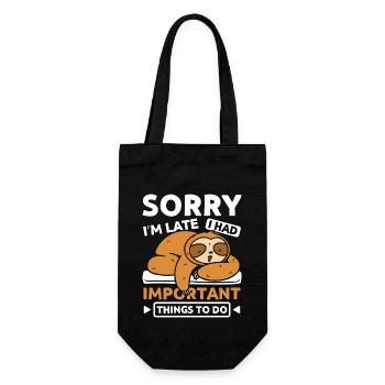Sorry I'm Late Sleeping Sloth - Gift Bag for Bottles - black - Front