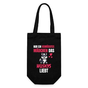 Hundehundebesitzer Lustiges Mädchen Geschenk Husky - Geschenkbeutel für Flaschen - Schwarz - Vorne
