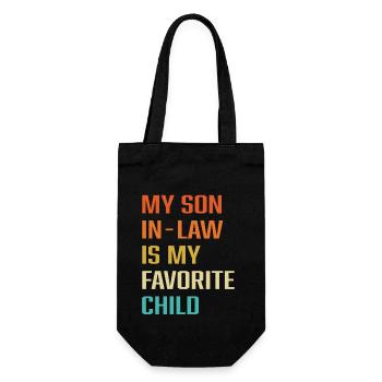 Mein Schwiegersohn ist mein Lieblingskind - Geschenkbeutel für Flaschen - Schwarz - Vorne